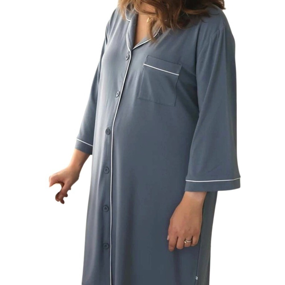 CADEN LANE Women's XL Dusty Blue Soft Bamboo Viscose Labor & Delivery Nightgown